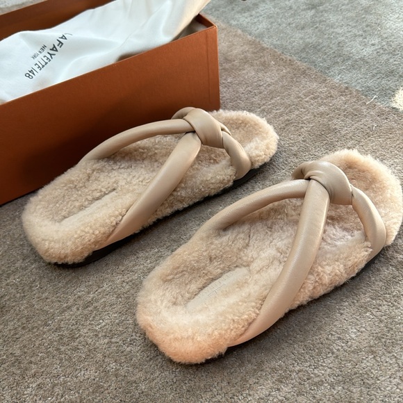 Lafayette 148 New York new Honore Shearling Leather-Strapped Sandals - Picture 3 of 5